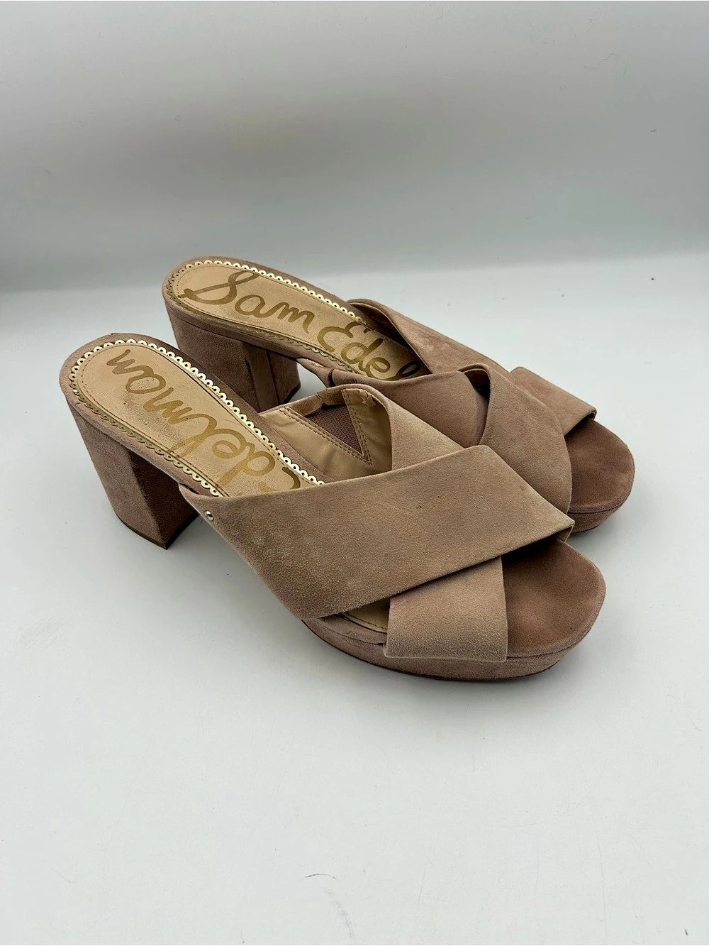 Sam Edelman Block Heel Slide Sandals in Brown US 10